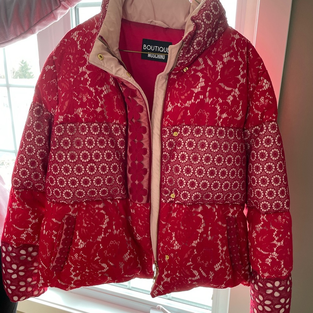 Red Moschino Luxury Ski Wear
